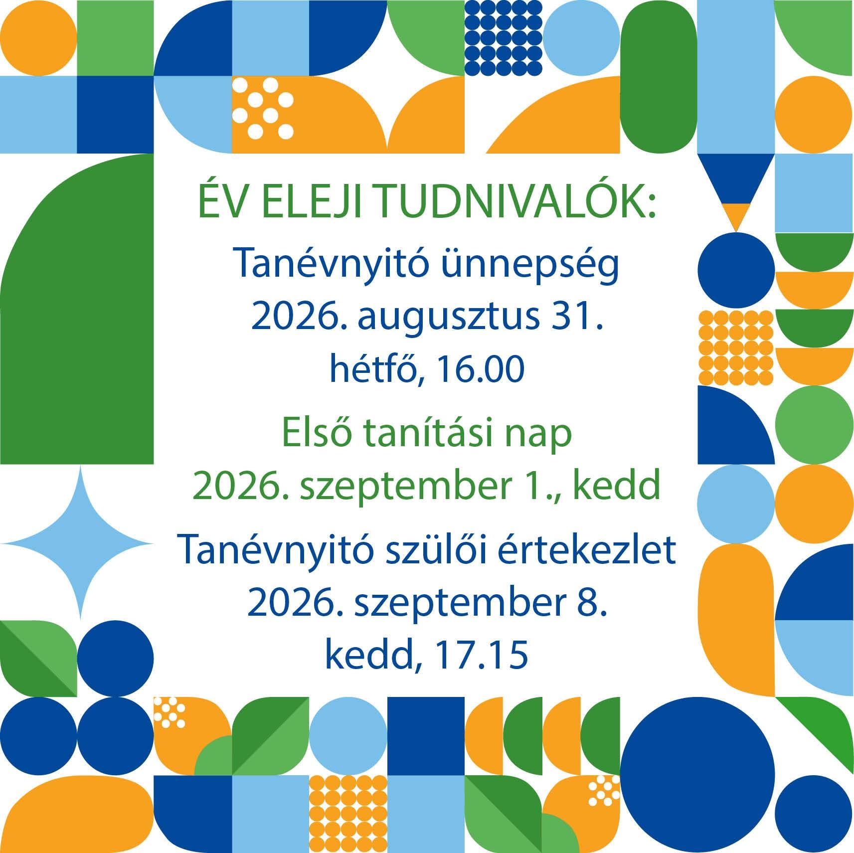 Év eleji tudnivalók